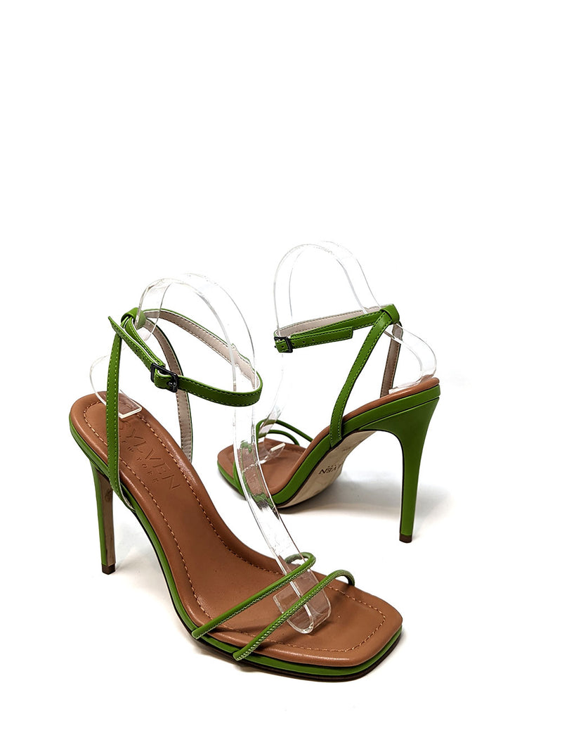 7.5 Ankle Strap Pump Green Vegan Leather - Sample