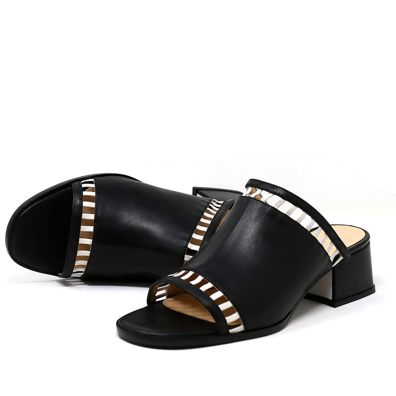 | 5 Sage black and white leather sandals |