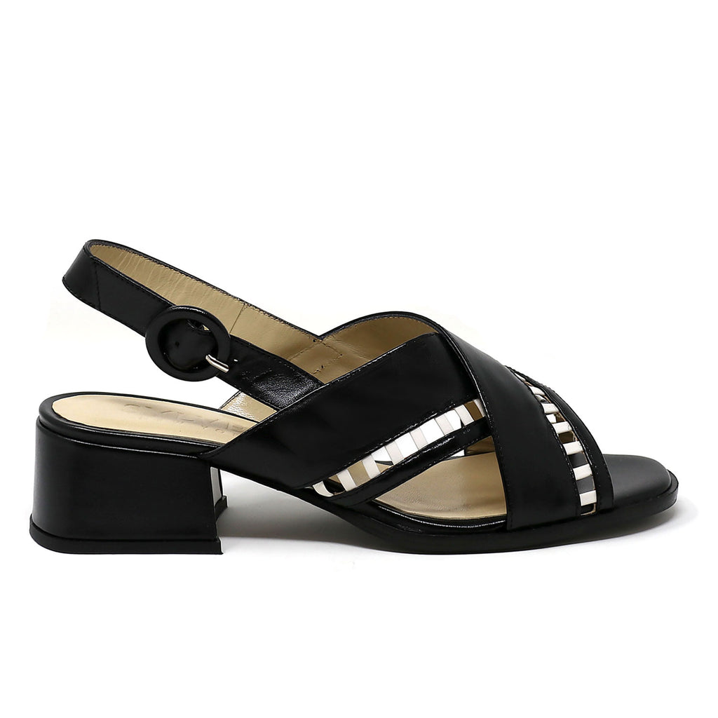 | 11.5 Simone black/white leather sandals |