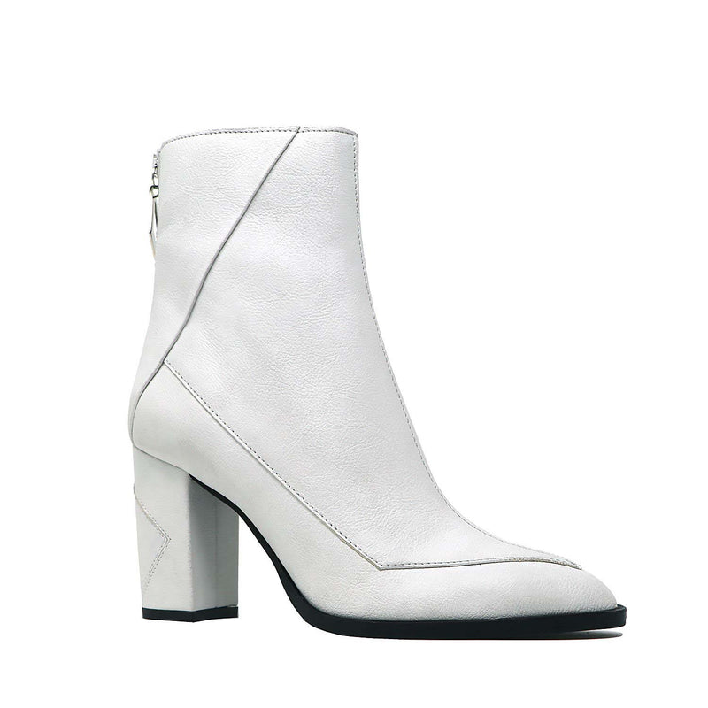ALMASI white vegan apple leather boots | Sylven New York
