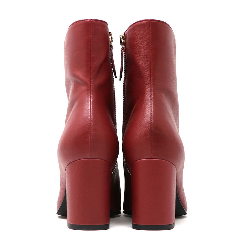 Sylven Jayne Scarlet/Black vegan apple leather boots - back shot