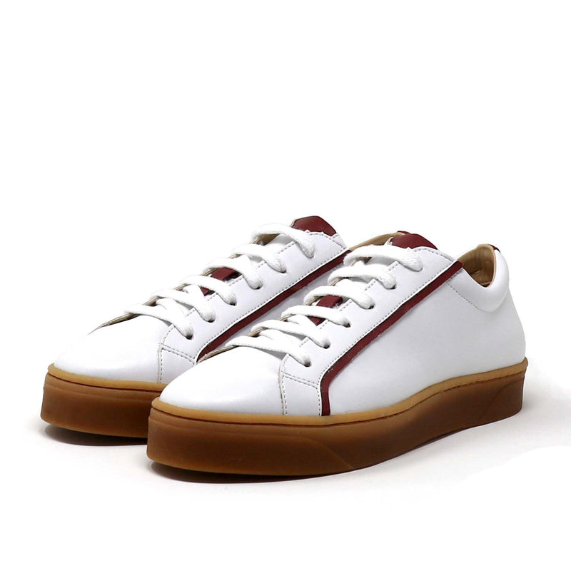 Sylven White/Scarlet vegan apple leather sneakers - another side shot